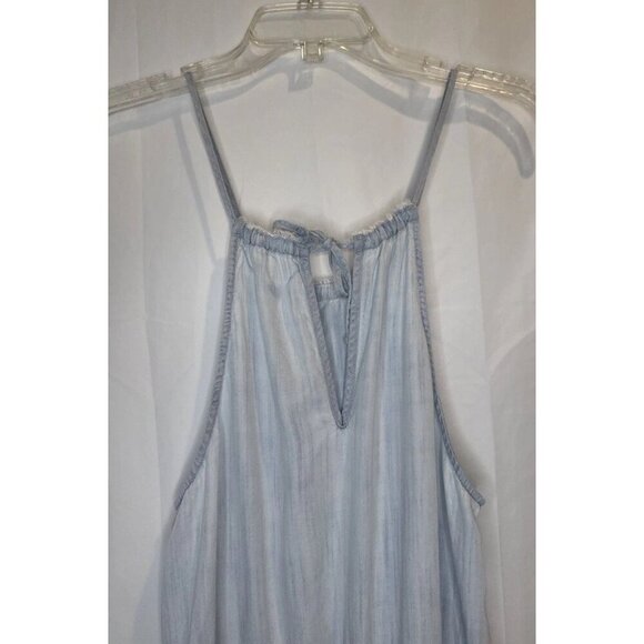 CLOTH & STONE Blue Lightwash Halter Neck Cropped Wide Leg Jumpsuit Pockets Sz XS - Picture 8 of 16